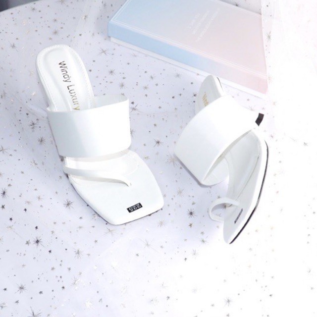 Guốc kẹp phối ngón quai bản to siêu sang chảnh cao 7cm - w72