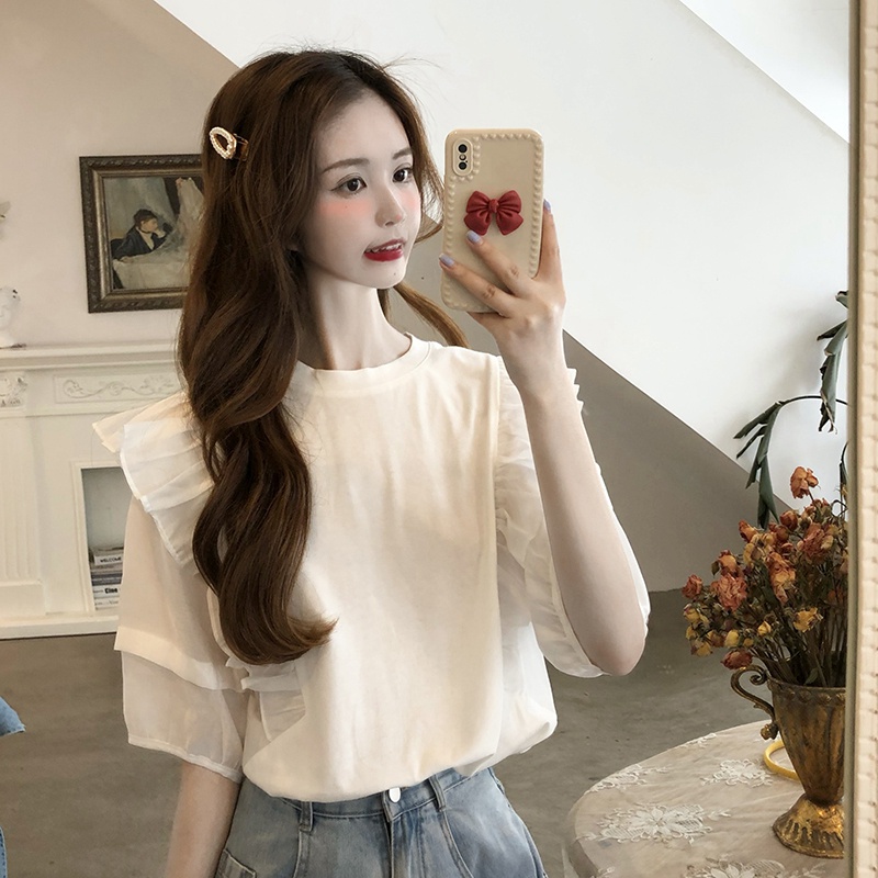 NRVP Áo Thun Ngắn Tay Dáng Rộng Thời Trang Đường Phố Hàn Quốc Cho Nữ