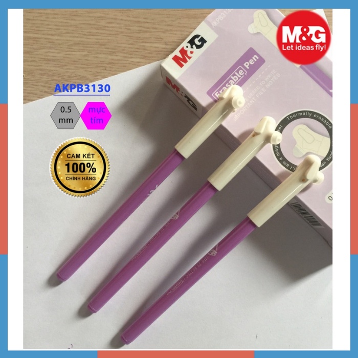 Bút nước tẩy được Gel AKPB 3130 hình chú chó Snoopy, màu tím đậm, mực nhanh khô, màu sáng dễ dàng xóa sạch sẽ