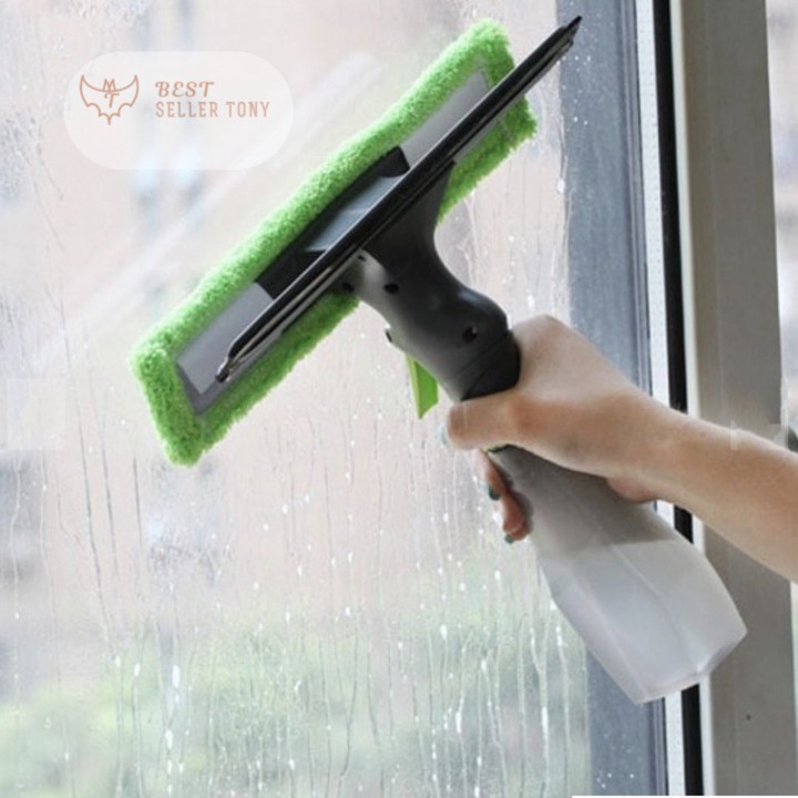 Cây vệ sinh kính cửa sổ nhà cửa xe hơi đa năng tích hợp bình xịt 3in1