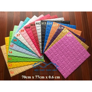 Xốp dán tường giả gạch 3D 70 x 77 dày 6 mm chống ẩm tiêu âm cách nhiệt - Kèm video thi công thực tế