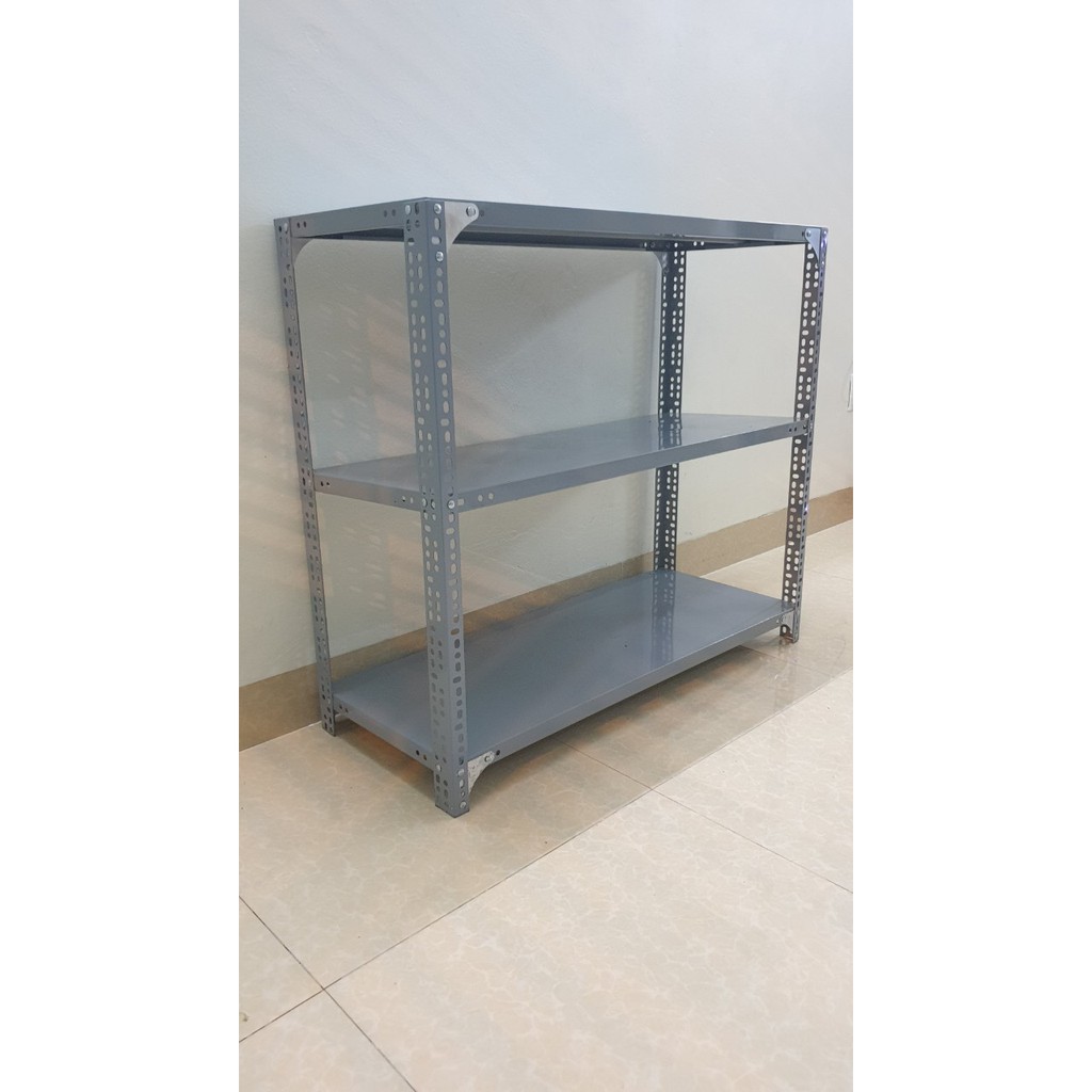 Kệ kho sắt v lỗ  lắp ghép đựng đồ đa năng kích thước : Dài 100cm, Rộng 40cm, Cao 80cm, 100cm gồm 3 tầng