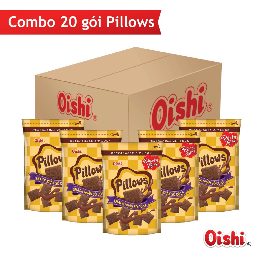 Combo 20 gói Oishi Snack Nhân Vị Socola Pillows (95g/gói)