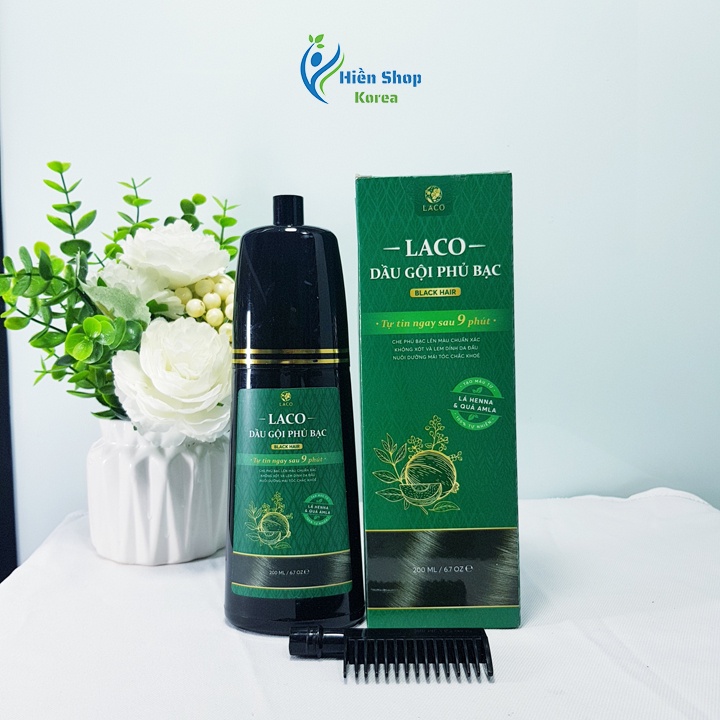 Dầu gội phủ bạc laco black hair làm tóc đen tự nhiên,bóng đẹp và khoẻ tóc sau 9 phút