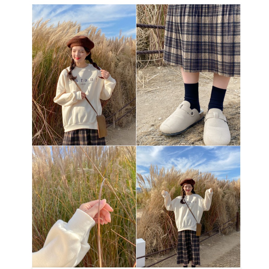 áo sweater nữ nhập khẩu chính hãng tại Hàn Quốc dáng Unisex tay dài form rộng in chữ marr siêu đẹp | BigBuy360 - bigbuy360.vn