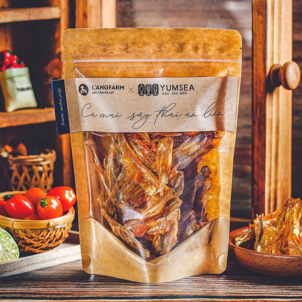 Cá mai sấy thái ăn liền Yumsea, 80g, bịch, mẫu kraft 1 mặt trong