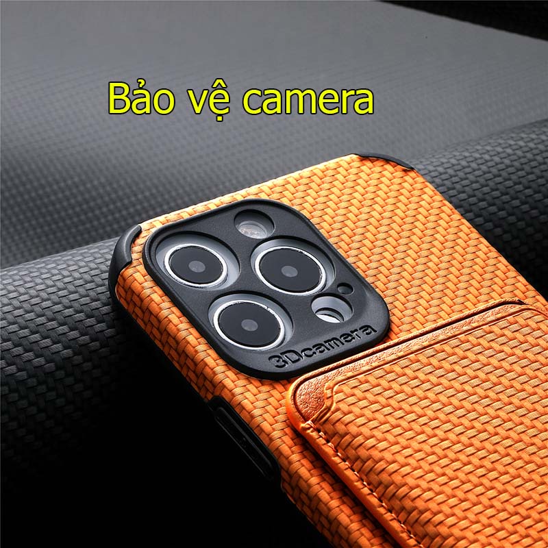Ốp da bảo vệ cam Magsafe iPhone 14 pro max kèm khe để thẻ