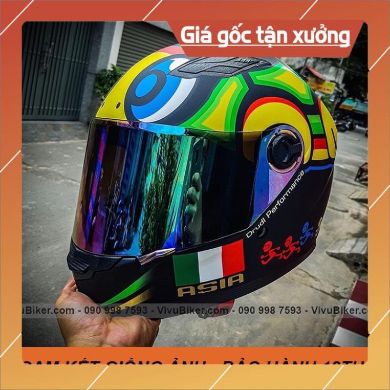 [Giống ảnh] [GIÁ KHO] Mũ bảo hiểm Fullface Asia mt136  tem rùa - bảo hành chính hãng 12th