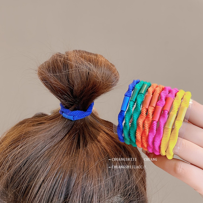 Set 10 Dây Thun Cột Tóc Co Giãn Nhiều Màu Cho Bé Gái