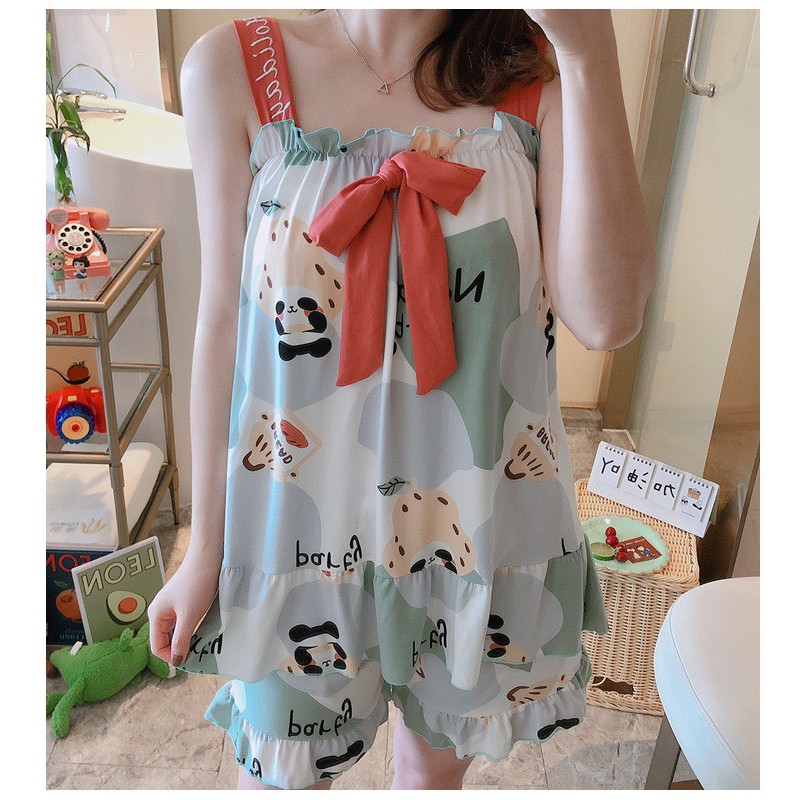 Đồ Ngủ Nữ FREESHIP Bộ Ngủ Áo 2 Dây Cute Siêu Đẹp Siêu Rẻ Hot Hit 2021 Phối Hoạ Tiết Trẻ Trung mã DAY101