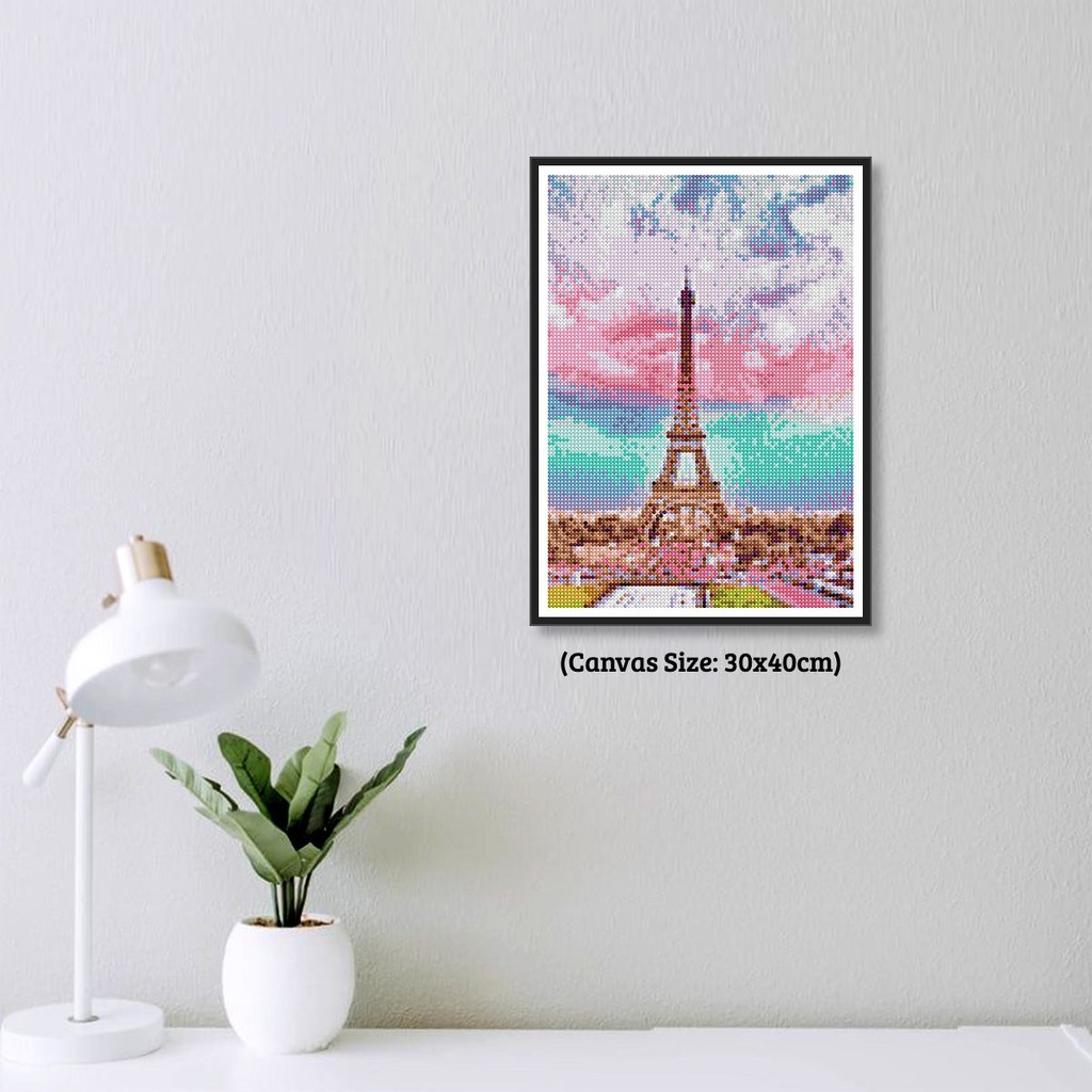 Bộ Tranh Đính Đá 5D DIY Hình Tháp Eiffel Dùng Để Trang Trí Nhà