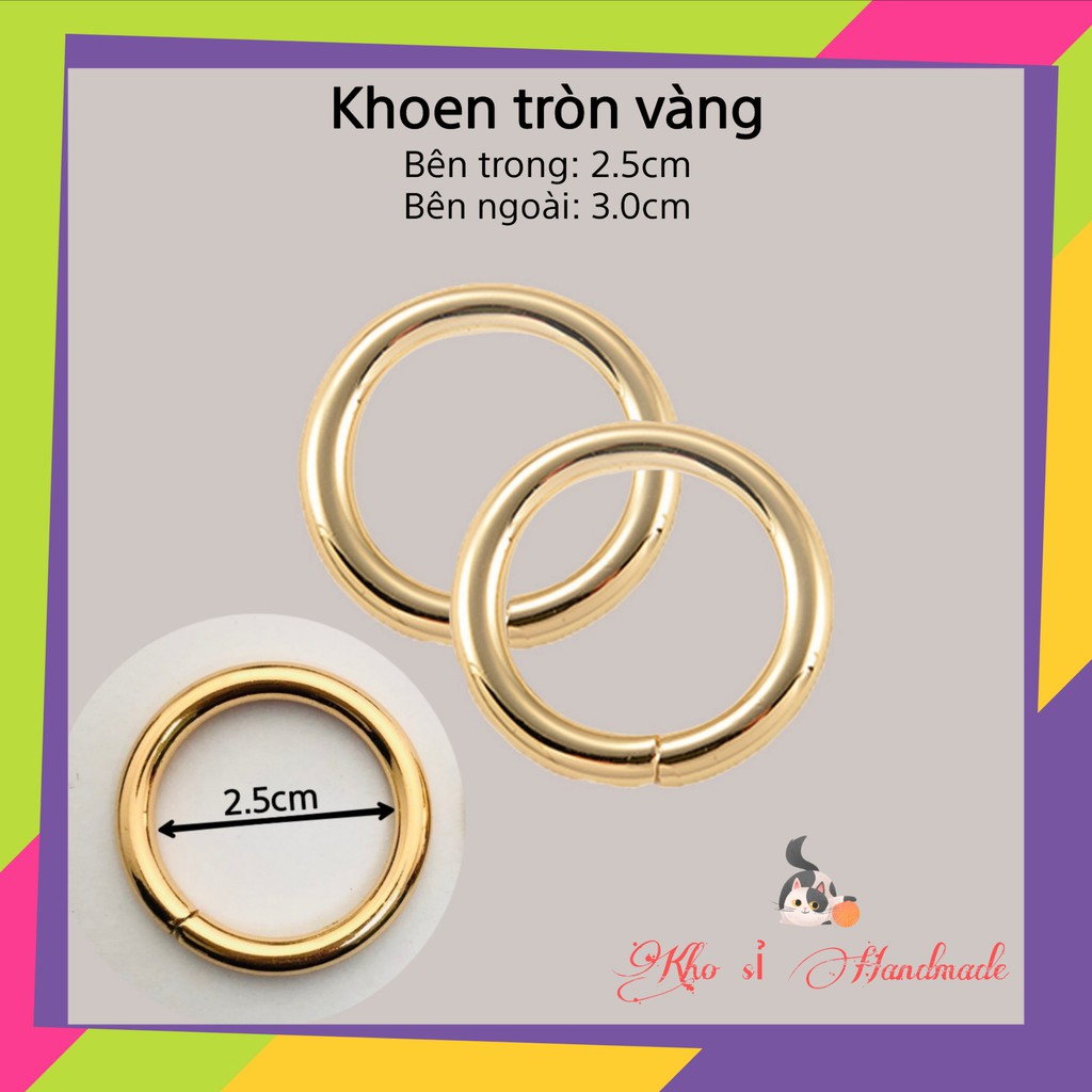 Khoen tròn 2.5cm màu vàng (1 cặp)