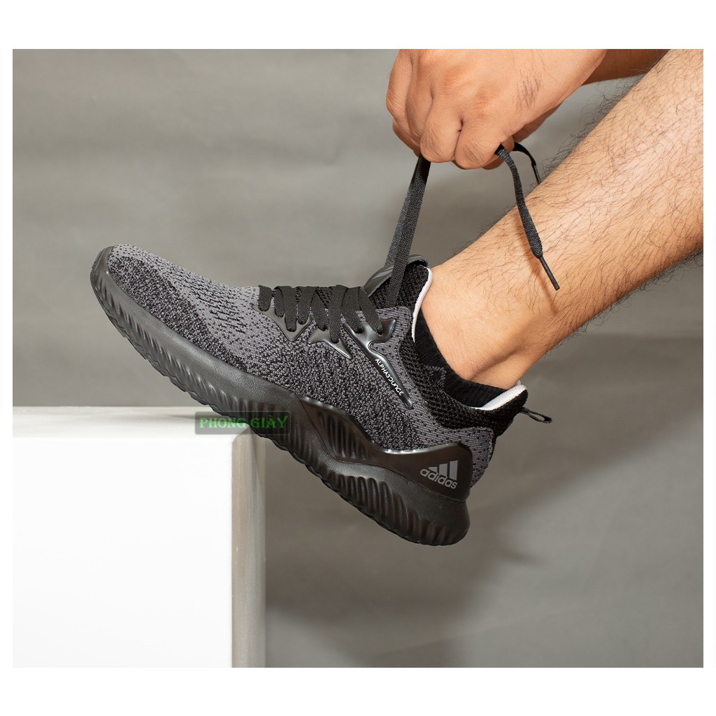 Giày sneaker nam giày thể thao nam Alphabounce muối tiêu màu đen full fullbox