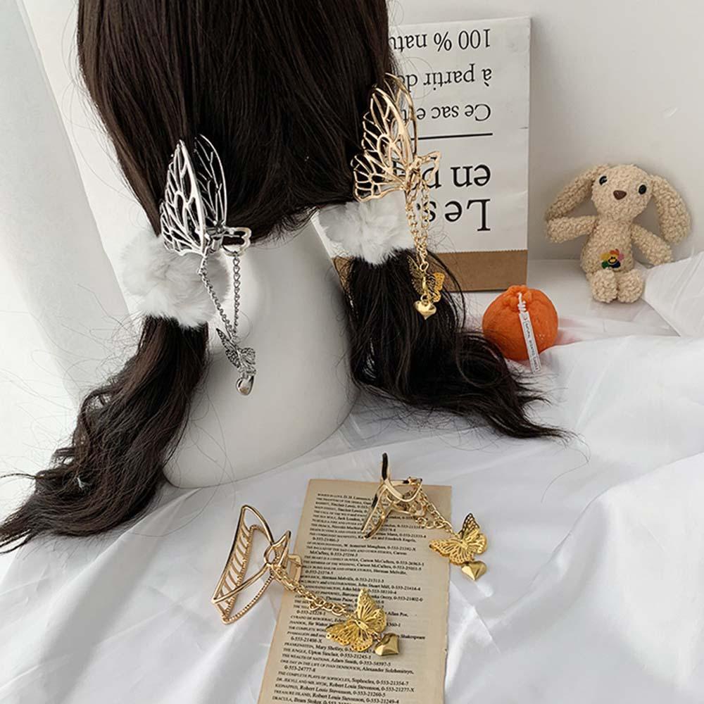 MOCHO Kẹp Tóc Càng Cua Hình Trái Tim / Bướm / Trái Tim Dáng Dài Kiểu Vintage Hàn Quốc