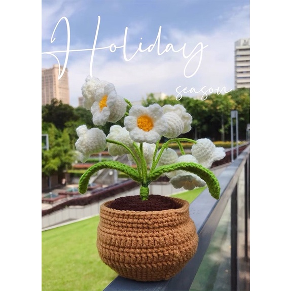Chậu hoa len handmade