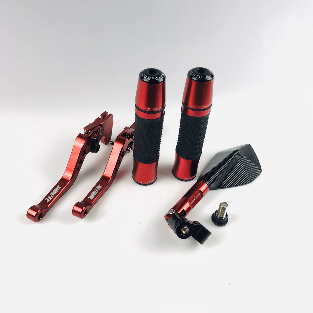 HÌNH THẬT Combo: 02 bao tay gù ý, 02 tay thắng  , 01 kiếng  chiếu hậu dùng cho các dòng xe -MÀU ĐỎ