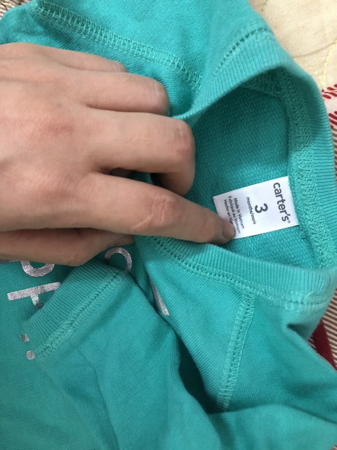 Áo nỉ da cá carter size newborn