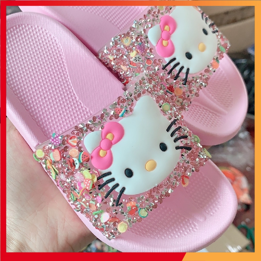 Dép Lê hello kitty Mùa Hè Cho Bé Gái Đính Kim Sa