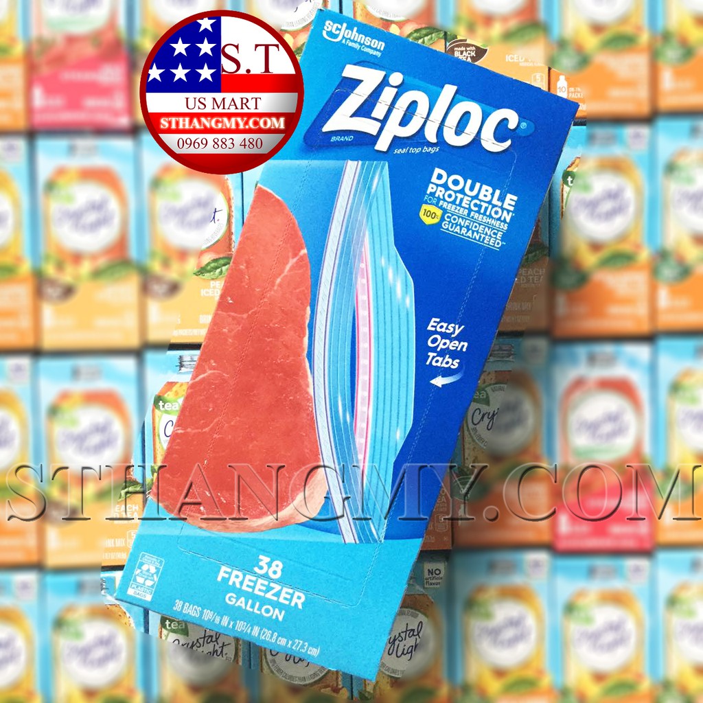 Túi zip dùng ngăn mát + đông đựng thực phẩm Ziploc size vừa + lớn