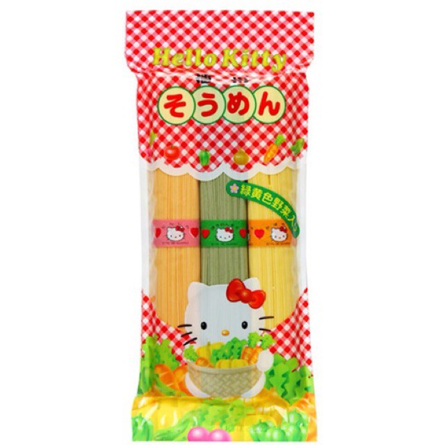 MÌ SOMEN TRÁI CÂY RAU CỦ 3 MÀU HELLO KITTY NHẬT BẢN - GÓI 300GR - DATE 2023