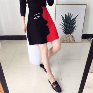 Chân váy len phối 2 màu
