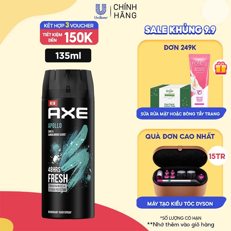 Xịt nước hoa toàn thân dành cho nam AXE Apollo (135ml)