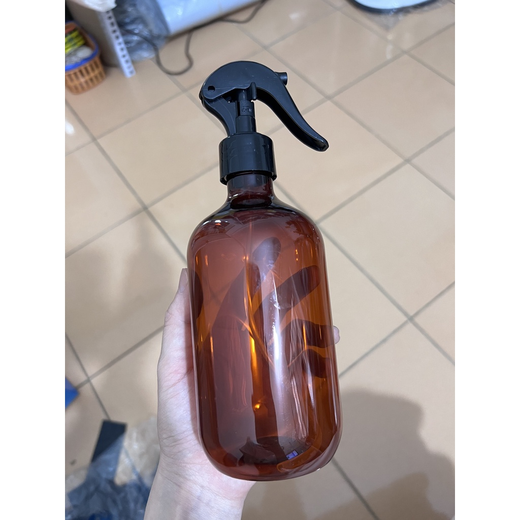Chai nhựa pet nâu 500ml bầu cao đầu xịt fi 28