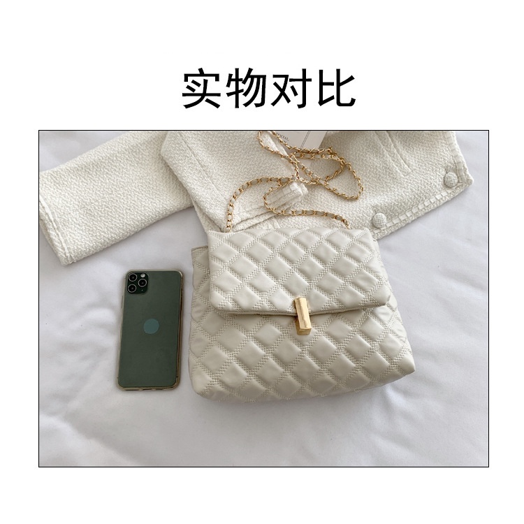 Túi Đeo JASMIN NOIR Vai Nắp Gập Nhỏ Họa Tiết Kẻ Sọc Phối Dây Xích Thời Trang Cho Nữ