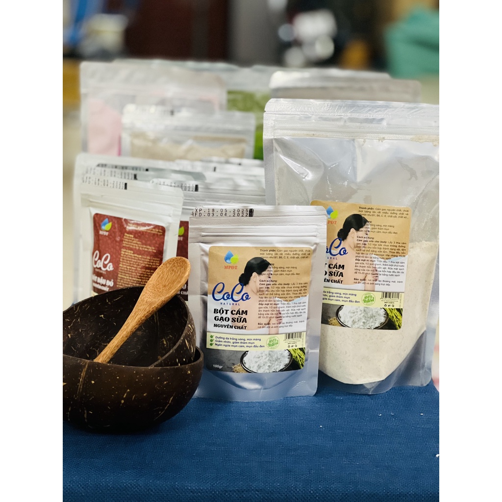 Bột cám gạo sữa hữu cơ CoCo nguyên chất làm đẹp dưỡng da bột cám gạo sữa non rửa mặt tẩy da chết cho da