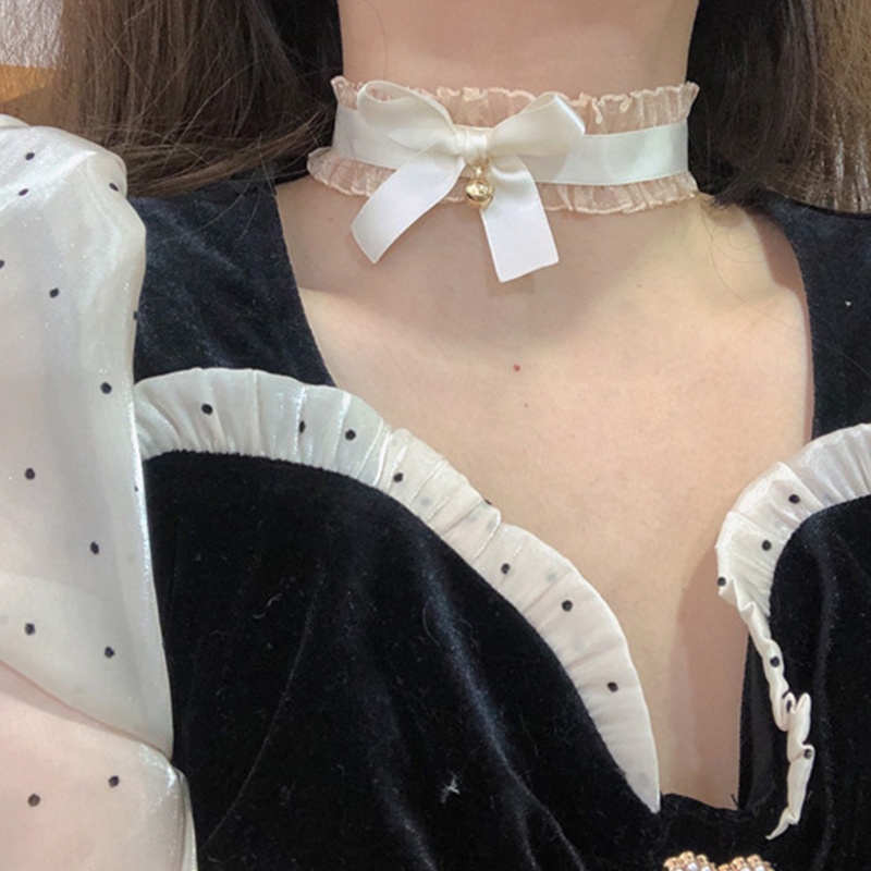Vòng Cổ Choker Ren Phối Nơ Phong Cách Lolita Nhật Bản