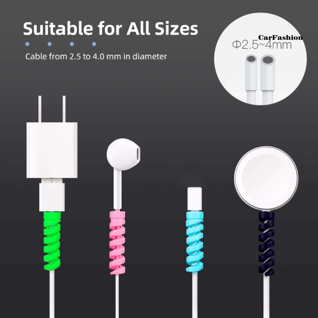 Set 12 Phụ Kiện Bảo Vệ Dây Cáp Sạc Bằng Silicon Dẻo Màu Trơn Chống Mòn Tiện Dụng