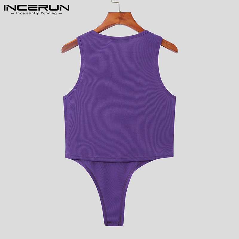 Áo kiểu INCERUN không tay màu trơn bất đối xứng phong cách thời trang dành cho nam