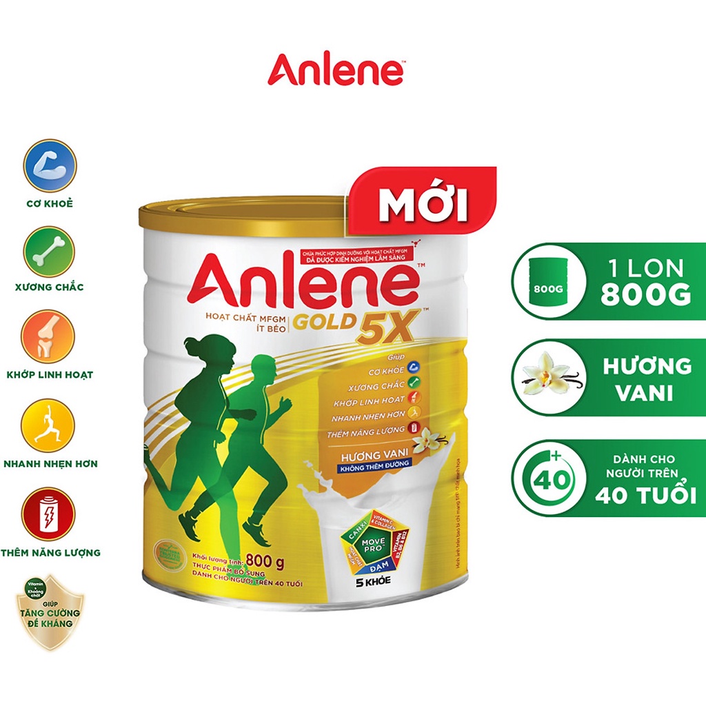 Sữa bột Anlene Gold 5X hương vani 800g