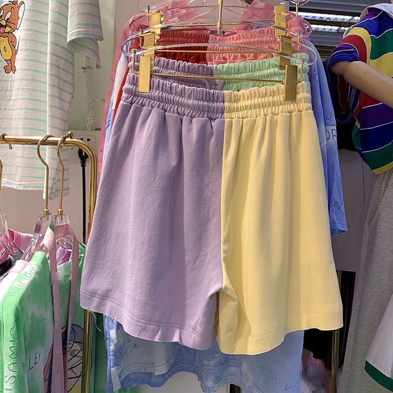 Quần Short Thể Thao Ống Rộng Màu Sắc Tương Phản Thời Trang Cho Nữ