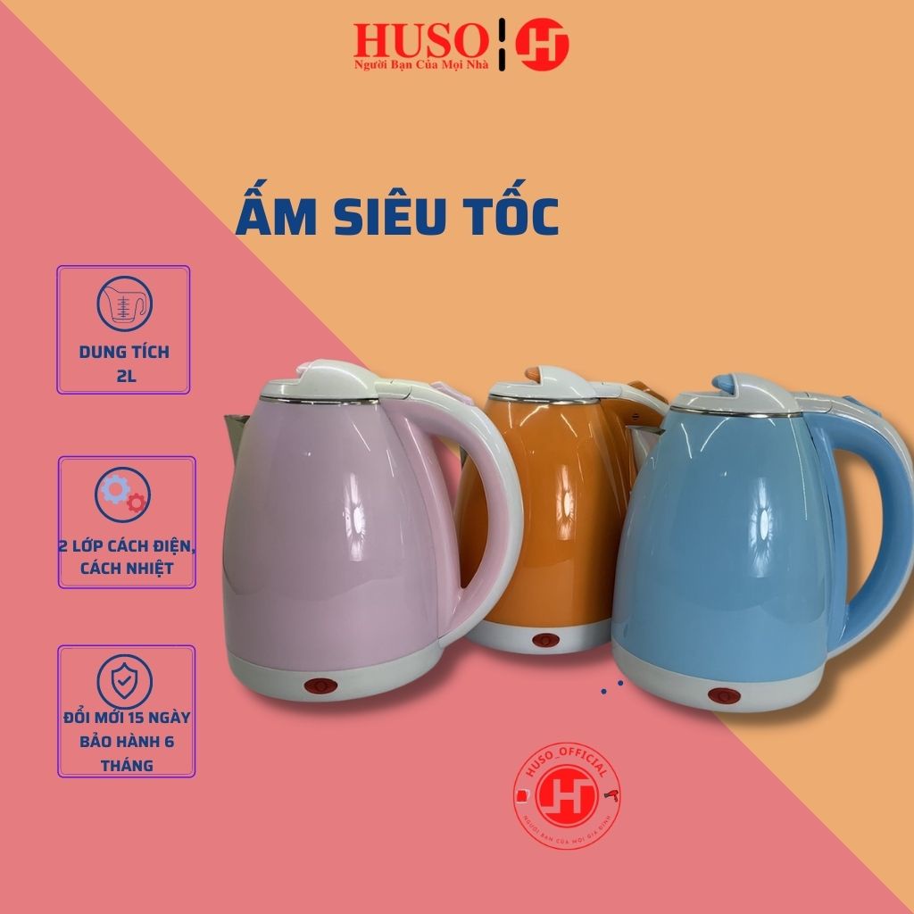 Ấm siêu tốc hai lớp vỏ nhựa 2.0 lít