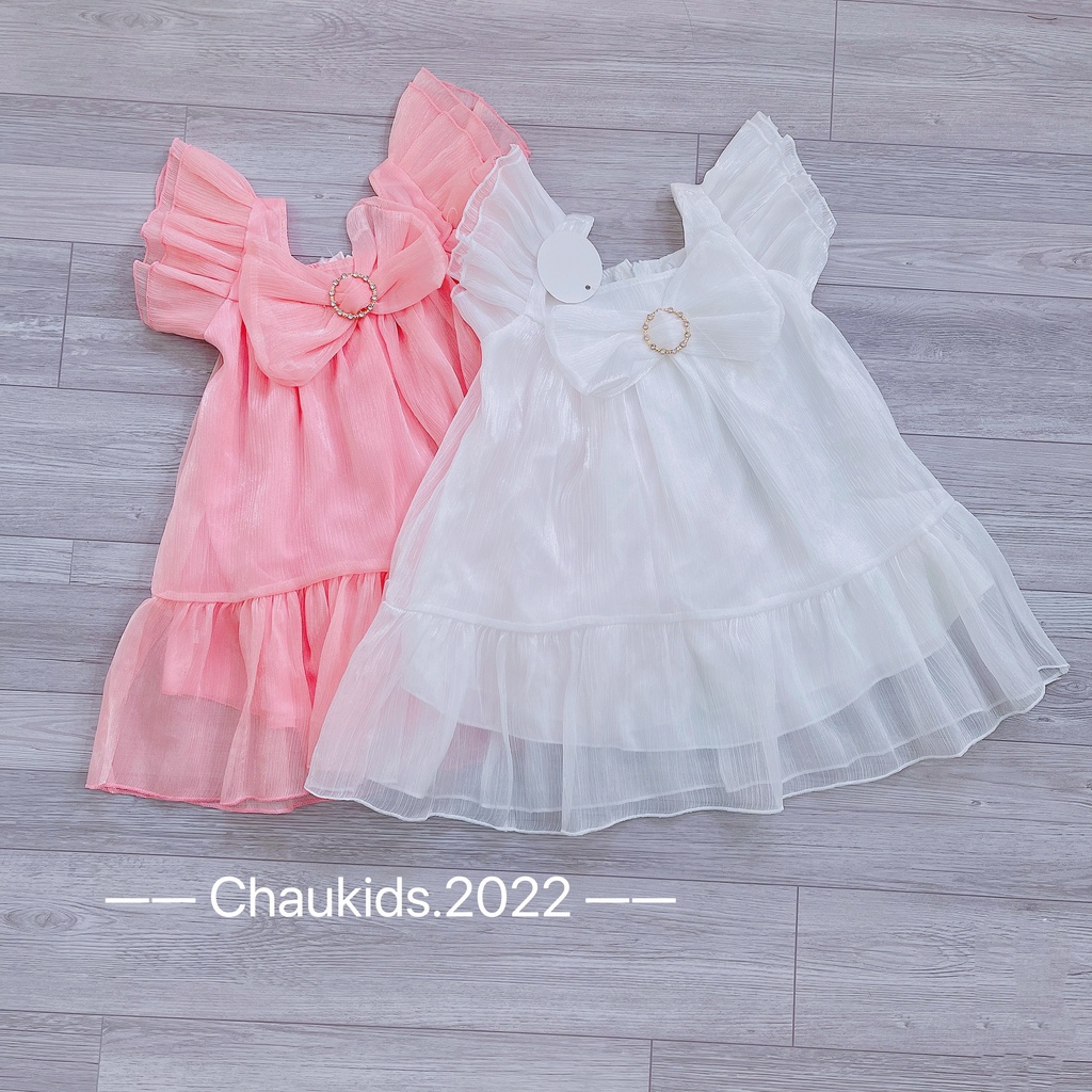 Váy công chúa bé gái cánh tiên đính nơ cao cấp dáng xòe từ 8-20kg