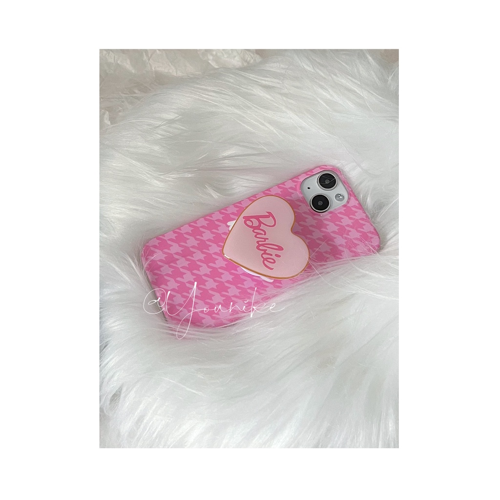 Ốp Điện Thoại Mềm Họa Tiết Caro Màu Hồng Nữ Tính Cho 15 / 13pro / 12promax / 14 / 11