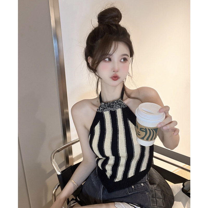 Áo Hai Dây Dệt Kim Thời Trang Mùa Thu Quyến Rũ Cho Nữ