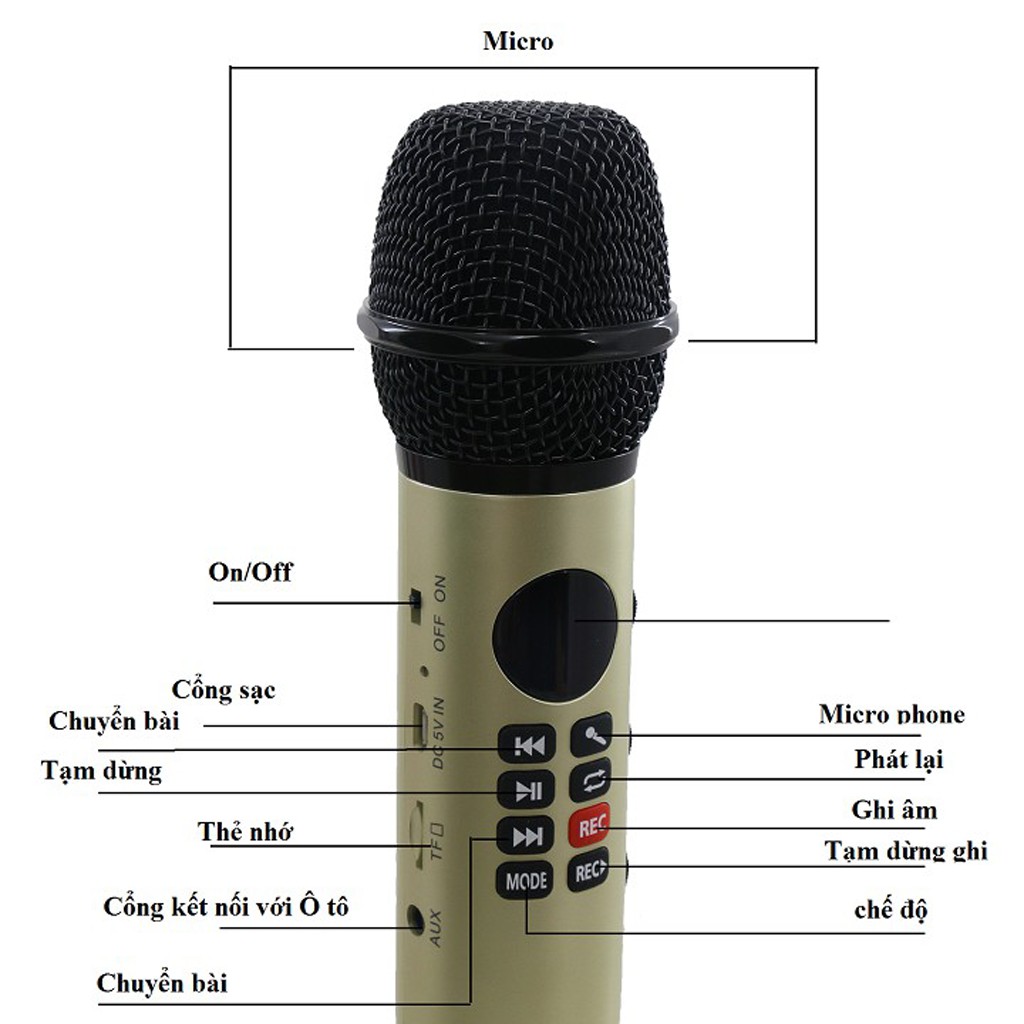 Micro karaoke Blutooth tích hợp ghi âm L598