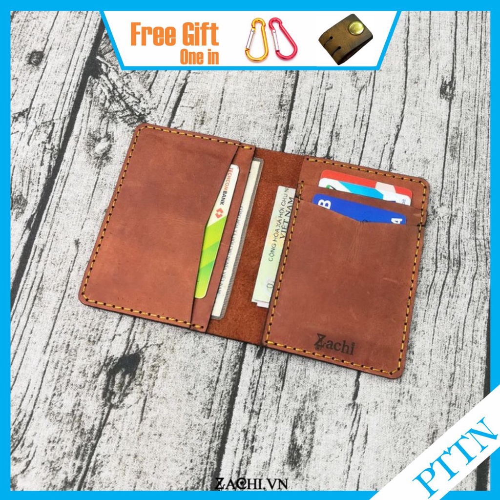 Ví nam da bò mini đụng thẻ ATM, namecard, giấy tờ da bò Màu Nâu MN1223