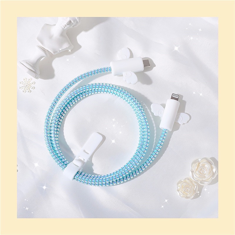 {Usb-Type C} Bộ bảo vệ dây sạc Samsung /Oppo (quấn sạc và bảo vệ đầu sạc cánh thiên thần 2 đầu)