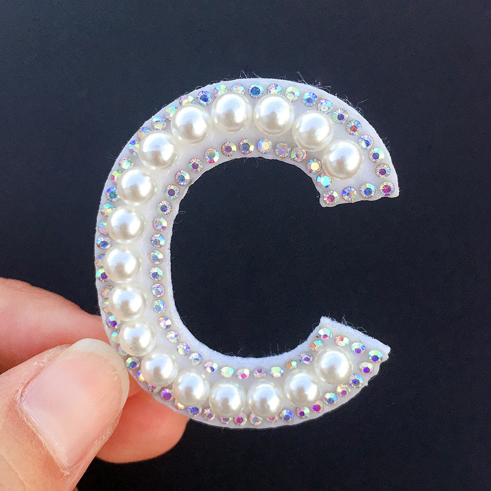 Miếng vá trang trí quần áo hình chữ cái tùy chọn đính ngọc trai thời trang