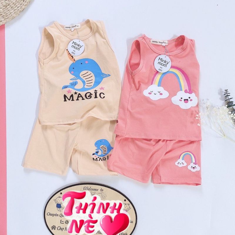 Bộ quần áo ba lỗ minky mom nhiều mẫu cho bé