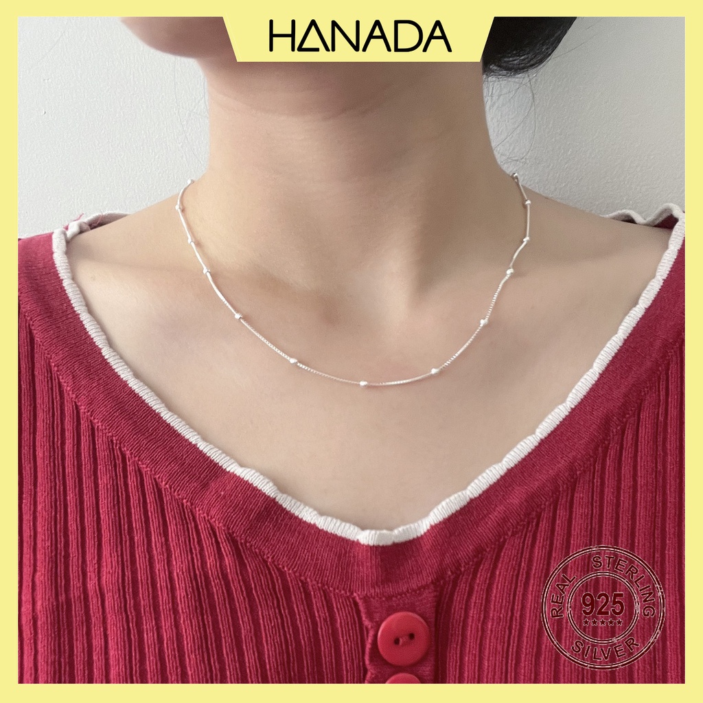 Dây Chuyền Trơn Bạc Hanad 8 Phân Kiểu Dáng Cách Điệu Vòng Cổ Bi Tròn Trơn Đơn Giản