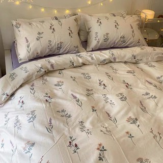 Bộ chăn ga gối cotton organic nhập khẩu hoa tím
