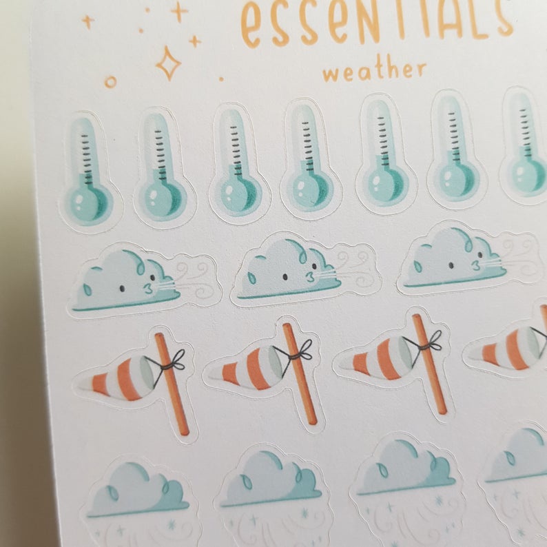 Essentials - Weather Stickers Cloudy - Chuyên dán sổ | Bullet Journal Stickers, Planner Stickers, Scrapbook Stickers