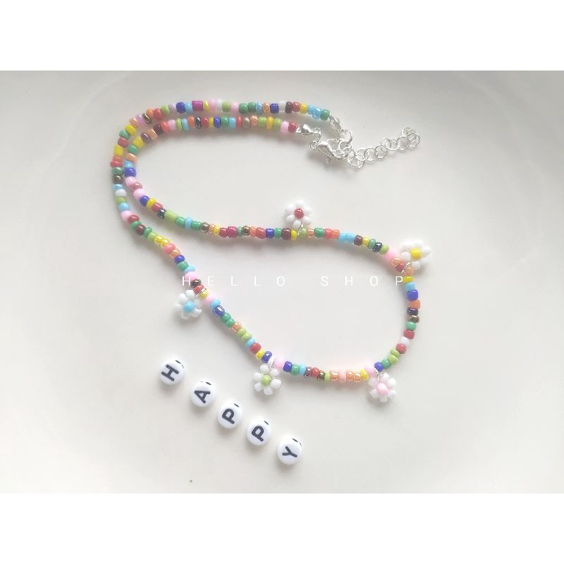 CHOKER VÒNG TAY LẮC CHÂN HẠT CƯỜM KẾT HOA THẤY HOA NỞ NGỠ XUÂN VỀ