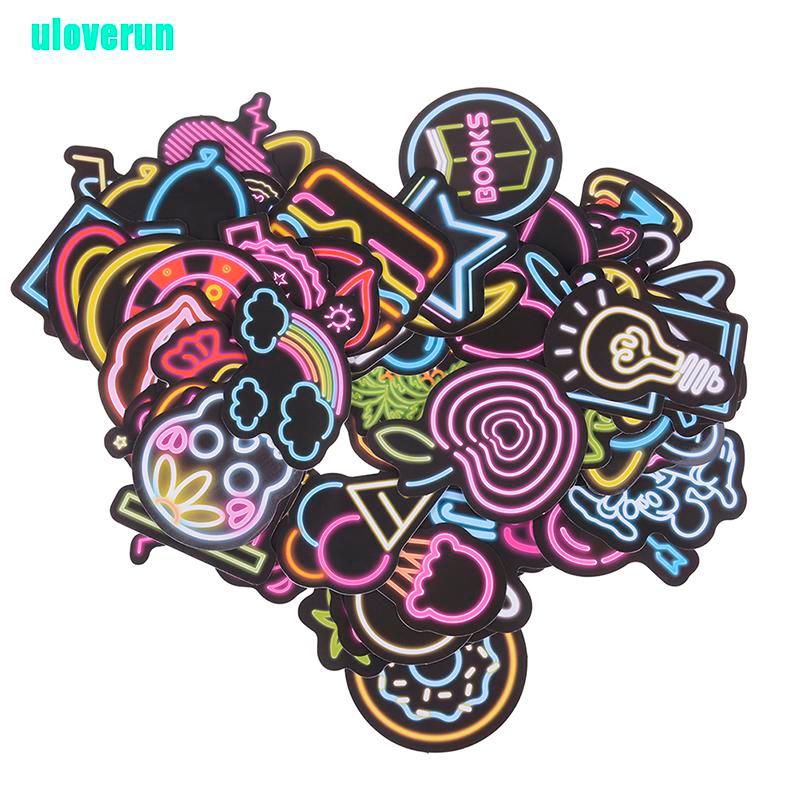 Set 100 Miếng Dán Màu Neon Dễ Thương Trang Trí Hành Lý DIY
