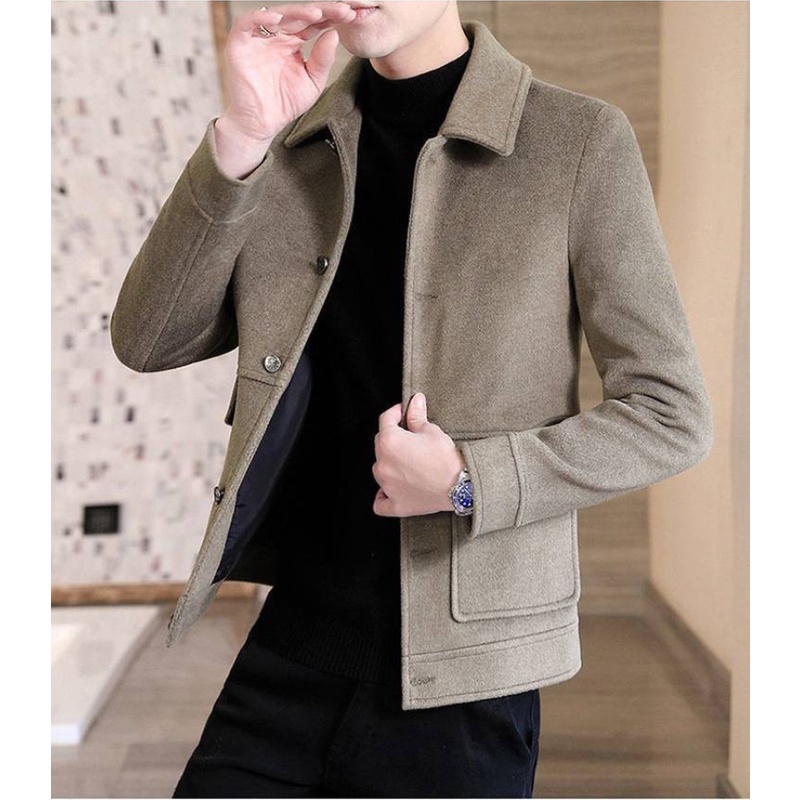 khoác dạ nam dáng ngắn form ôm sát người - dạ 1 lớp áo dạ nam siêu đẹp R8