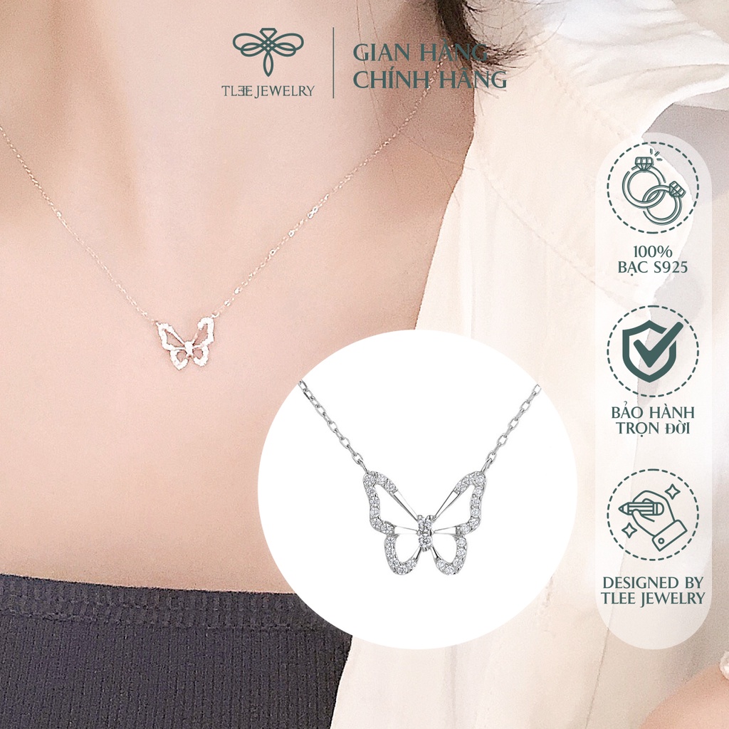 Dây chuyền bạc nữ TLEE mặt hồ điệp nạm đá sang trọng NCJ D0108